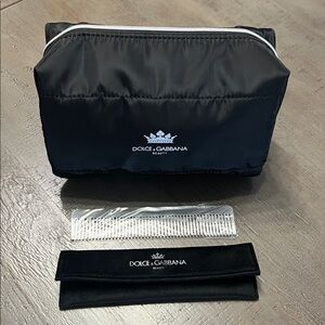 The K Dolce & Gabbana Men’s Black Toiletry Bag & Metallic Hair Comb With Case